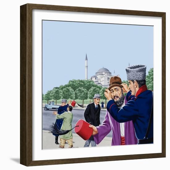 Replacing the Traditional Fez in Turkey-John Keay-Framed Giclee Print