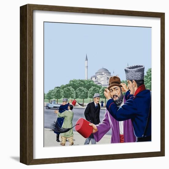 Replacing the Traditional Fez in Turkey-John Keay-Framed Giclee Print