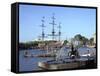 Replica Dutch East Indiaman at Scheepvaart Museum, Amsterdam, Netherlands-Peter Thompson-Framed Stretched Canvas