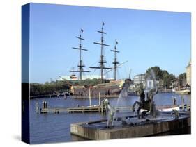 Replica Dutch East Indiaman at Scheepvaart Museum, Amsterdam, Netherlands-Peter Thompson-Stretched Canvas