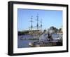 Replica Dutch East Indiaman at Scheepvaart Museum, Amsterdam, Netherlands-Peter Thompson-Framed Photographic Print