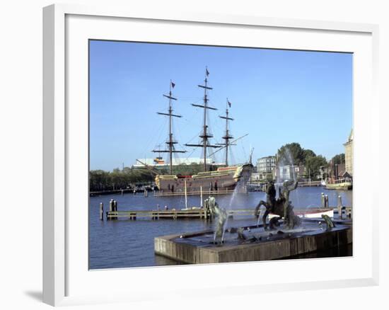 Replica Dutch East Indiaman at Scheepvaart Museum, Amsterdam, Netherlands-Peter Thompson-Framed Photographic Print