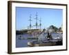 Replica Dutch East Indiaman at Scheepvaart Museum, Amsterdam, Netherlands-Peter Thompson-Framed Photographic Print