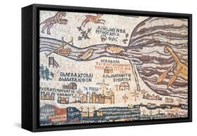 Replica Of Antique Madaba Map Of Holy Land-vvoevale-Framed Stretched Canvas