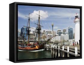 Replica of Captain Cook's Endeavour, National Maritime Museum, Darling Harbour, Sydney, Australia-Jochen Schlenker-Framed Stretched Canvas