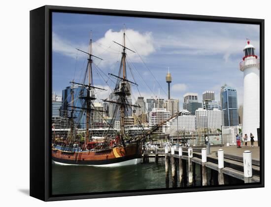 Replica of Captain Cook's Endeavour, National Maritime Museum, Darling Harbour, Sydney, Australia-Jochen Schlenker-Framed Stretched Canvas