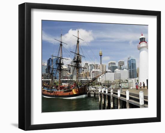 Replica of Captain Cook's Endeavour, National Maritime Museum, Darling Harbour, Sydney, Australia-Jochen Schlenker-Framed Photographic Print