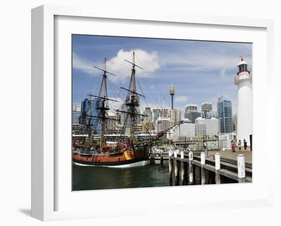 Replica of Captain Cook's Endeavour, National Maritime Museum, Darling Harbour, Sydney, Australia-Jochen Schlenker-Framed Photographic Print