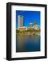 Replica of Columbus' ship the Santa Maria on Scioto River, Columbus Ohio skyline in autumn-null-Framed Photographic Print