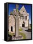 Replica of St. John's Cross Stands Proudly in Front of Iona Abbey, Isle of Iona, Scotland-Patrick Dieudonne-Framed Stretched Canvas