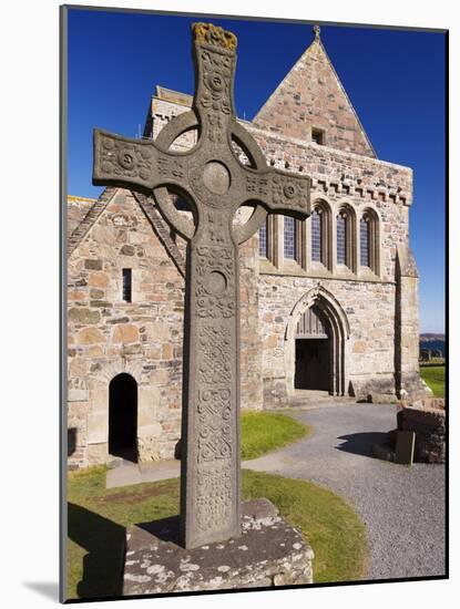 Replica of St. John's Cross Stands Proudly in Front of Iona Abbey, Isle of Iona, Scotland-Patrick Dieudonne-Mounted Photographic Print