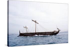 Replica of the Trireme 'Olympia' at Sea-null-Stretched Canvas
