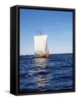 Replica of the Viking Oseberg Ship, Haholmen, West Norway, Norway, Scandinavia-David Lomax-Framed Stretched Canvas