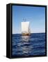 Replica of the Viking Oseberg Ship, Haholmen, West Norway, Norway, Scandinavia-David Lomax-Framed Stretched Canvas