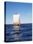 Replica of the Viking Oseberg Ship, Haholmen, West Norway, Norway, Scandinavia-David Lomax-Stretched Canvas