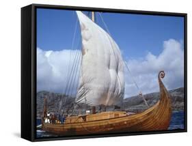 Replica, Oseberg, Viking Ship, West Norway, Norway, Scandinavia-David Lomax-Framed Stretched Canvas