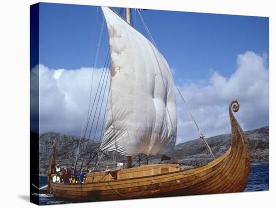 Replica, Oseberg, Viking Ship, West Norway, Norway, Scandinavia-David Lomax-Stretched Canvas