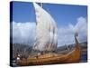 Replica, Oseberg, Viking Ship, West Norway, Norway, Scandinavia-David Lomax-Stretched Canvas