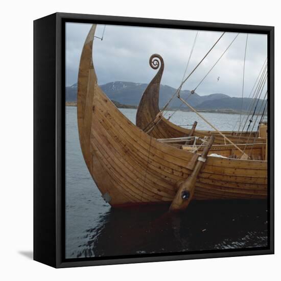 Replica Viking Ships, Oseberg and Gaia, Haholmen, West Norway, Norway, Scandinavia, Europe-David Lomax-Framed Stretched Canvas