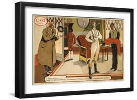 Reporter Interviewing a Gentleman Getting Dressed-null-Framed Giclee Print