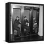 Reporters in Telephone Booths in White House Press Room, Ca, 1937-null-Framed Stretched Canvas