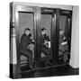 Reporters in Telephone Booths in White House Press Room, Ca, 1937-null-Stretched Canvas