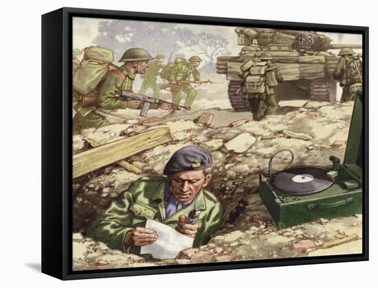 Reporting from the Normandy Landings-Pat Nicolle-Framed Stretched Canvas