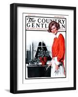 "Repotting Her Plants," Country Gentleman Cover, April 18, 1925-Harold Brett-Framed Giclee Print