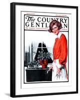 "Repotting Her Plants," Country Gentleman Cover, April 18, 1925-Harold Brett-Framed Giclee Print