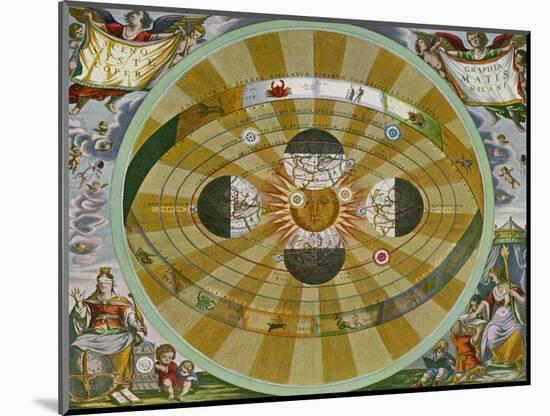 Representation of His System Showing Earth Circling the Sun-Andreas Cellarius-Mounted Photographic Print