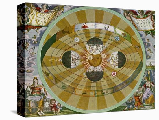 Representation of His System Showing Earth Circling the Sun-Andreas Cellarius-Stretched Canvas