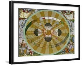 Representation of His System Showing Earth Circling the Sun-Andreas Cellarius-Framed Photographic Print