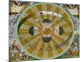 Representation of His System Showing Earth Circling the Sun-Andreas Cellarius-Mounted Premium Photographic Print