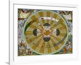 Representation of His System Showing Earth Circling the Sun-Andreas Cellarius-Framed Photographic Print