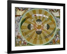 Representation of His System Showing Earth Circling the Sun-Andreas Cellarius-Framed Photographic Print