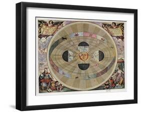 Representation of the Copernican System of the Universe with the Movements of the Earth in Relation-Andreas Cellarius-Framed Giclee Print