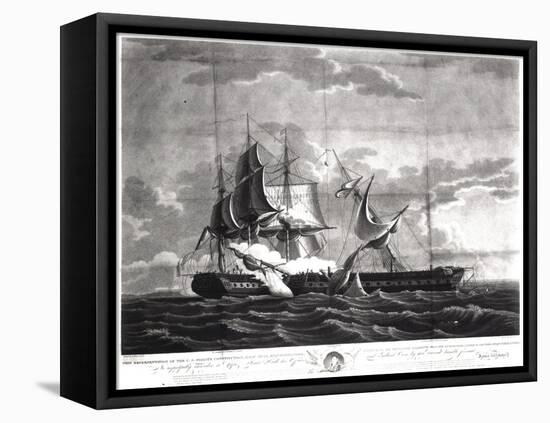 Representation of the Us Frigate, "Constitution," Isaac Hull (1773-1843) Esq. Commander-Thomas Birch-Framed Stretched Canvas