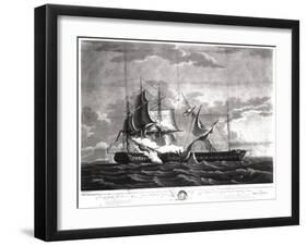 Representation of the Us Frigate, "Constitution," Isaac Hull (1773-1843) Esq. Commander-Thomas Birch-Framed Giclee Print