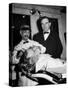 Representative Ned Patton Watching Barber at Work in the House Barber Shop-null-Stretched Canvas