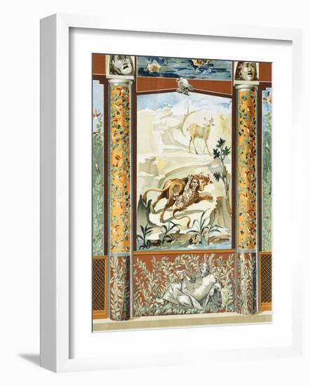 Reproduction of a Fresco Depicting a Wild Animal Attacking a Cow-Fausto and Felice Niccolini-Framed Giclee Print