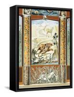 Reproduction of a Fresco Depicting a Wild Animal Attacking a Cow-Fausto and Felice Niccolini-Framed Stretched Canvas