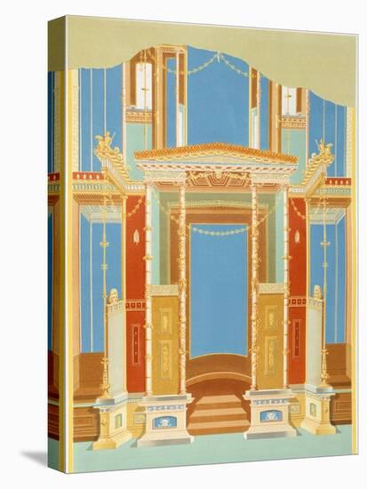 Reproduction of a Fresco from the Atrium of a House, the Houses and Monuments of Pompeii-Fausto and Felice Niccolini-Stretched Canvas