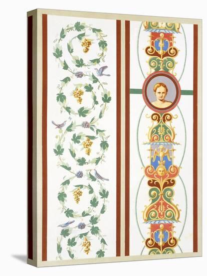 Reproduction of a Fresco with Ornamental Motifs, from the Houses and Monuments of Pompeii-Fausto and Felice Niccolini-Stretched Canvas
