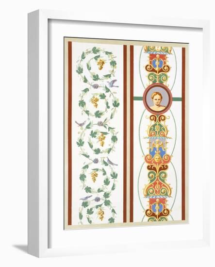 Reproduction of a Fresco with Ornamental Motifs, from the Houses and Monuments of Pompeii-Fausto and Felice Niccolini-Framed Giclee Print