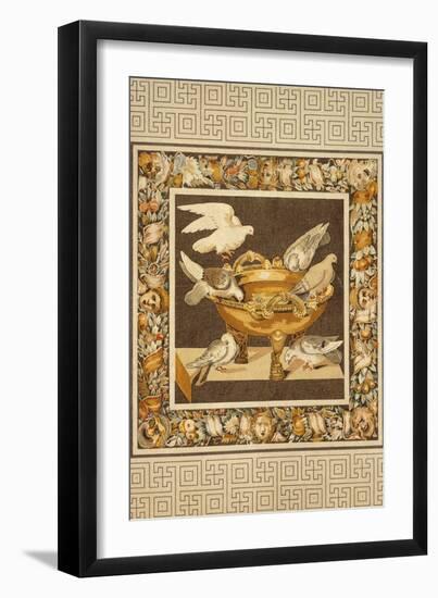 Reproduction of a Mosaic Depicting Some Doves on a Golden Basin-Fausto and Felice Niccolini-Framed Giclee Print
