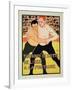 Reproduction of a Poster Advertising a Wrestling Tournament, at the Fountain, Liege, Belgium, 1899-Armand Rossenfosse-Framed Giclee Print