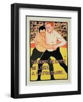 Reproduction of a Poster Advertising a Wrestling Tournament, at the Fountain, Liege, Belgium, 1899-Armand Rossenfosse-Framed Giclee Print