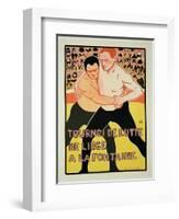 Reproduction of a Poster Advertising a Wrestling Tournament, at the Fountain, Liege, Belgium, 1899-Armand Rossenfosse-Framed Giclee Print