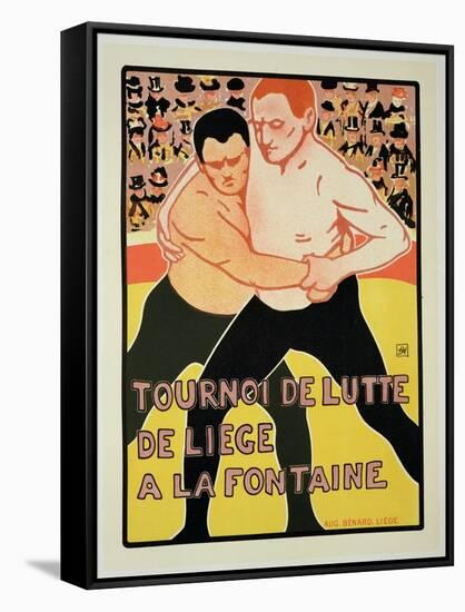 Reproduction of a Poster Advertising a Wrestling Tournament, at the Fountain, Liege, Belgium, 1899-Armand Rossenfosse-Framed Stretched Canvas