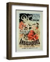 Reproduction of a Poster Advertising an "Ambassadors' Concert," Champs Elysees, Paris, 1884-Jules Chéret-Framed Giclee Print